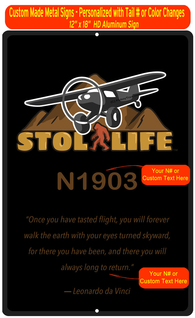 STOL LIfe Aviation 12" x 18" HD Metal Sign - Personalized w/ your N#