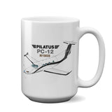 Pilatus PC-12 NG (Silver/Black) Airplane Ceramic Mug - Personalized w/ N#