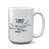 Socata TBM 700 (Blue/Black) Airplane Ceramic Mug - Personalized w/ N#