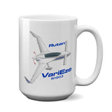 Rutan VariEze (Blue) Airplane Ceramic Mug - Personalized w/ N#