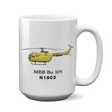 MBB BO 105 Helicopter Ceramic Mug - Personalized w/ N#