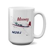 Mooney M20J / 201 (Red/Blue) Airplane Ceramic Mug - Personalized w/ N#