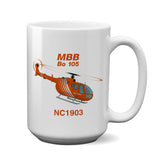MBB Kawasaki BO 105 (Orange) Helicopter Ceramic Mug - Personalized w/ N#