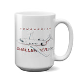 Bombardier Challenger 300 (Red/Silver) Airplane Ceramic Mug - Personalized w/ N#