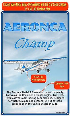 Aeronca Champ HD Metal Airplane Sign - Blue