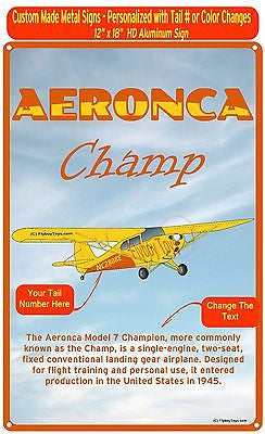 Aeronca Champ (Yellow) HD Metal Airplane Sign