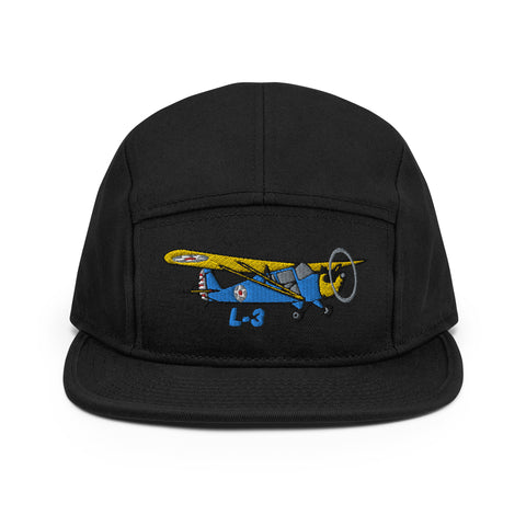 Custom Airplane Aeronca L-3 Embroidered "No Button" Pilot Hat Cap