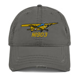 Airplane Embroidered Distressed Cap  AIRJ5I3817BCM-Y1 - Personalized w/ Your N#