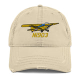 Airplane Embroidered Distressed Cap  AIRJ5I3817BCM-Y1 - Personalized w/ Your N#