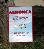 Aeronca Champ (Red#2) HD Metal Airplane Sign - Airworthy