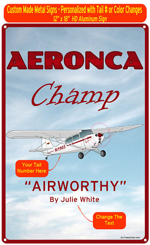 Aeronca Champ (Red#2) HD Metal Airplane Sign - Airworthy