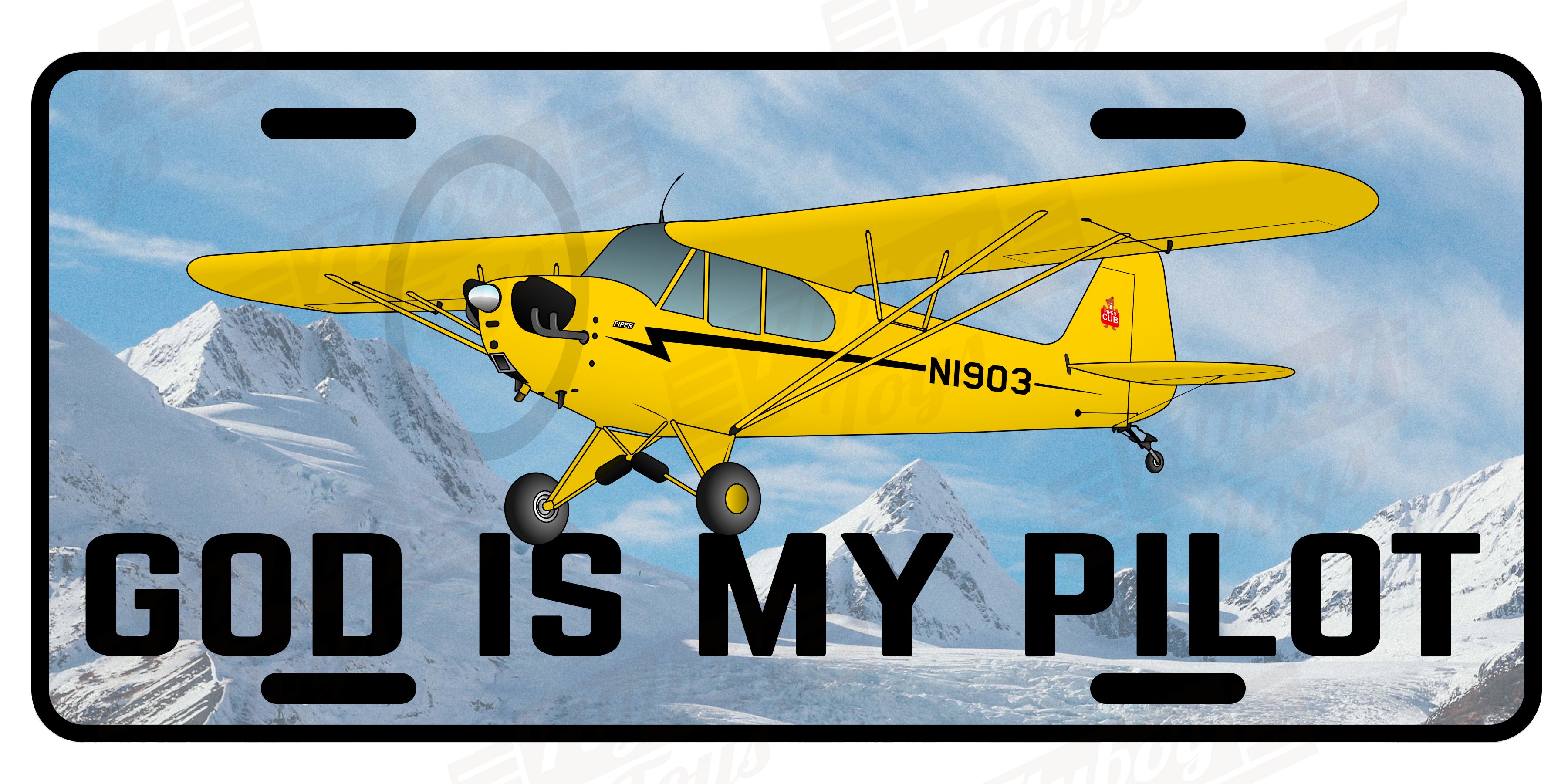 God Is My Pilot Custom 12 x 6 HD Metal License Plate – Flyboy Toys