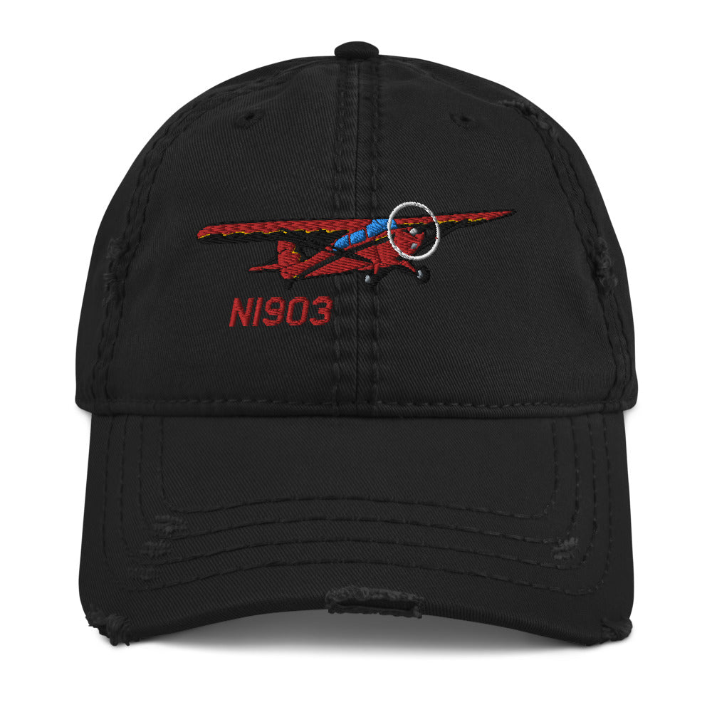 Airplane Embroidered Distressed Cap (AIRJ5I3817EC-RB1) - Personalized with Your N#
