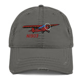 Airplane Embroidered Distressed Cap (AIRJ5I3817EC-RB1) - Personalized with Your N#