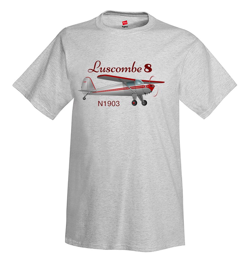 Luscombe 8 (Red/Silver) Airplane T-Shirt - Personalized w/ Your N#