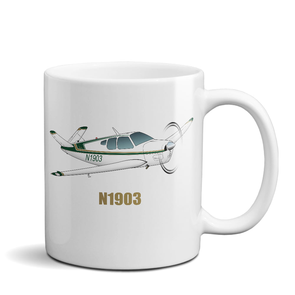 Airplane Ceramic Custom Mug AIR2552FEG35-G1 - Personalized w/ your N#