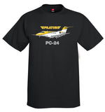 Pilatus PC-24 (Yellow/Silver) Airplane T-Shirt - Personalized w/ Your N#