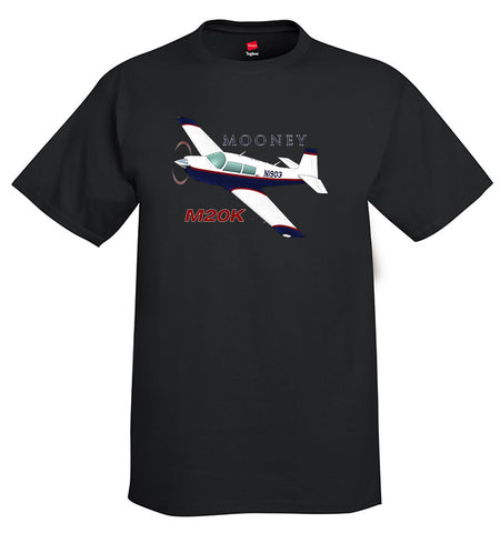 Mooney M20K (Blue/Red) Airplane T-Shirt - Personalized with Your N#