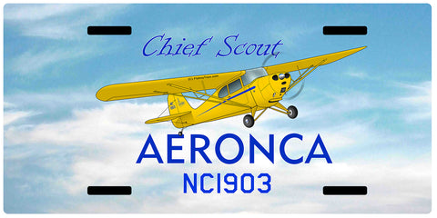 Aeronca 11ACS Chief Scout Airplane License Metal Plate - Add Your N#