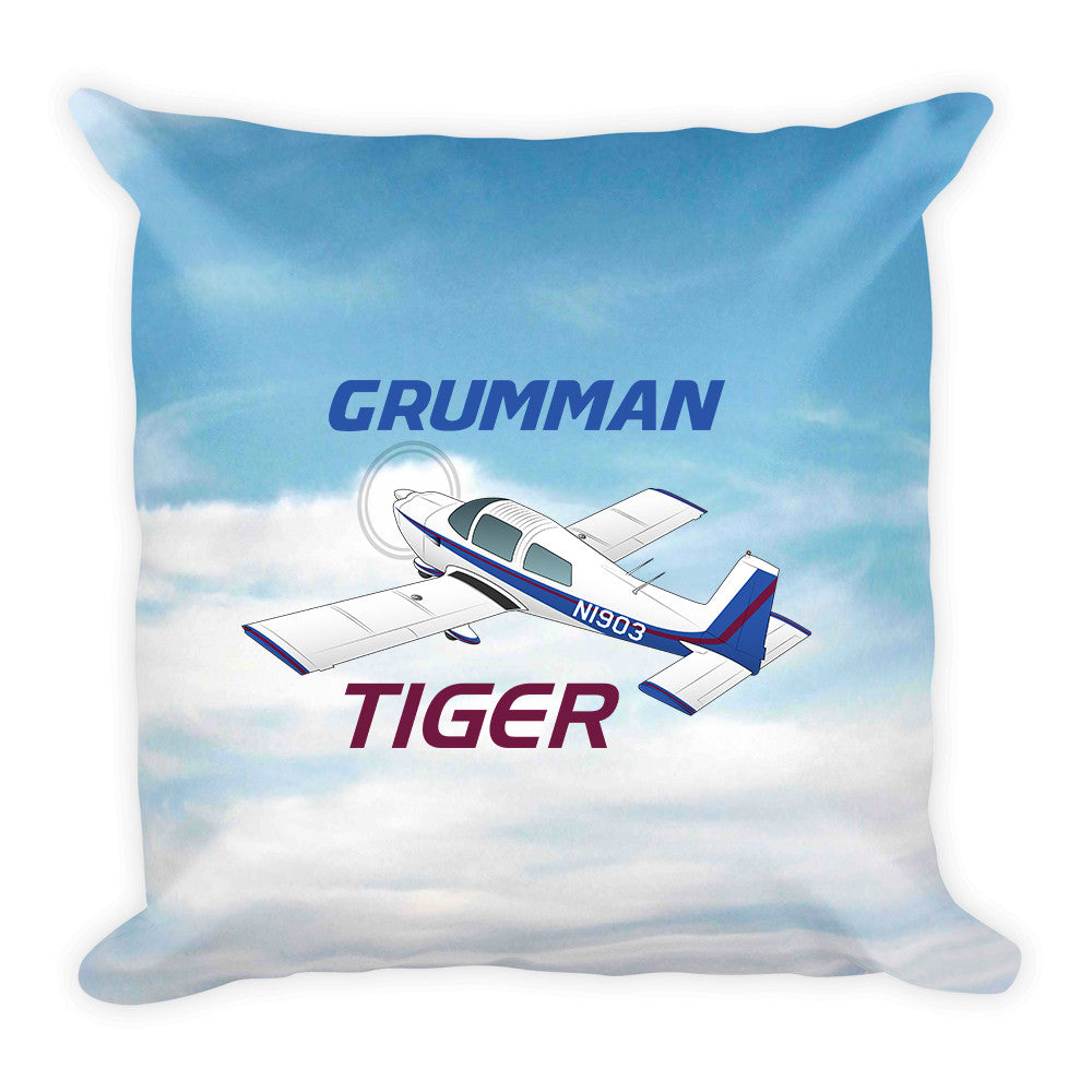 Grumman American Tiger AA1-5B Airplane Throw Pillow Stuffed & Sewn