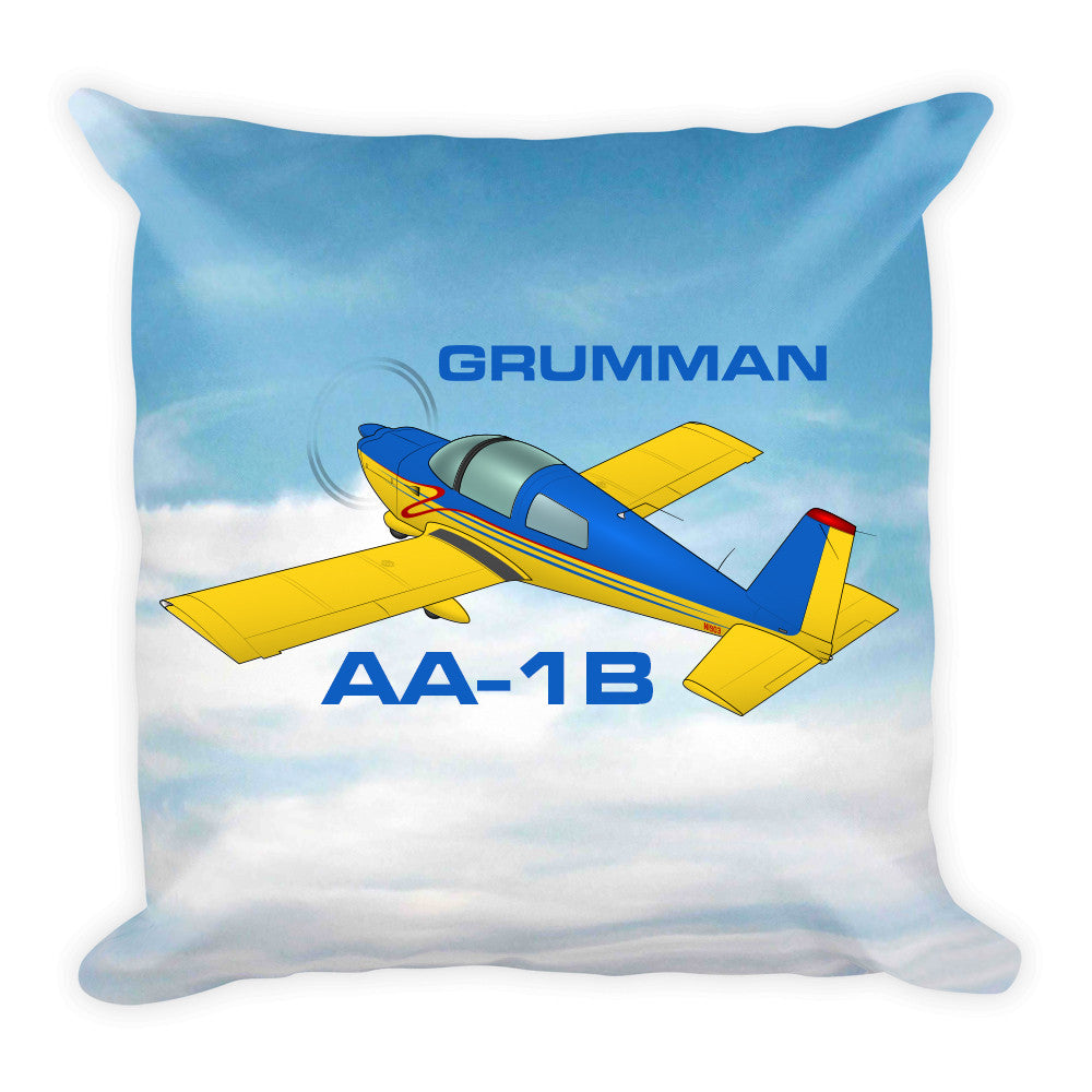 Grumman American AA-1B Trainer Airplane Throw Pillow Stuffed & Sewn