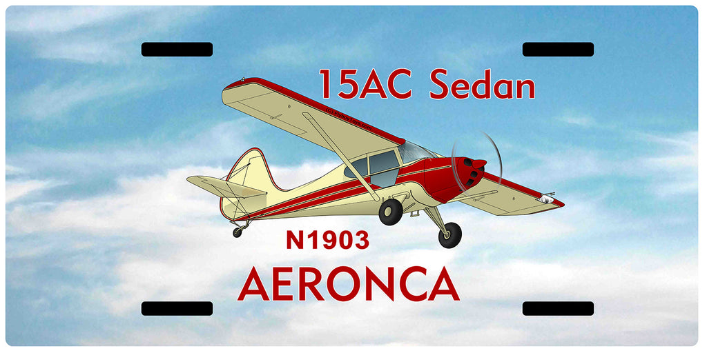 Aeronca 15AC Sedan Airplane License Metal Plate - Add Your N#