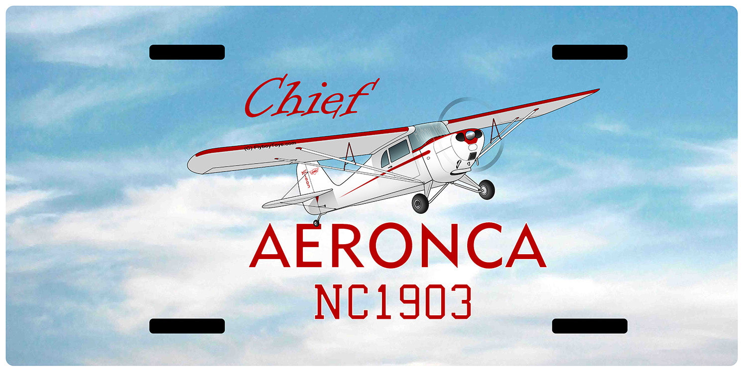 Aeronca Chief Airplane License Metal Plate - Add Your N# – Flyboy Toys