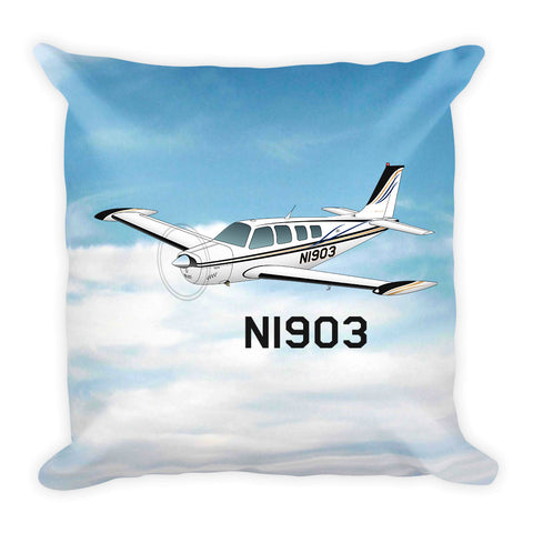 Airplane Custom Throw Pillow Case Stuffed & Sewn - AIR2552FEA36-BLK1