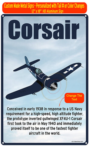 Goodyear/Chance-Vought FG-1D Corsair (Blue) HD Metal Airplane Sign