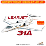 Learjet 31A (Gold) Airplane T-shirt - Personalized with Your N#