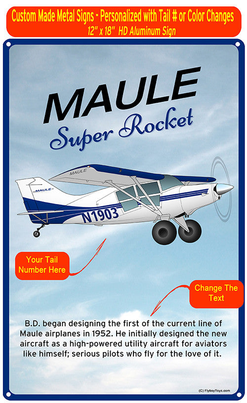 Maule MX-7-180B Super Rocket HD Airplane Sign - Blue