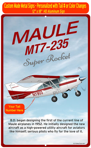 Maule MT7-235 Super Rocket (Red/Silver) HD Airplane Sign
