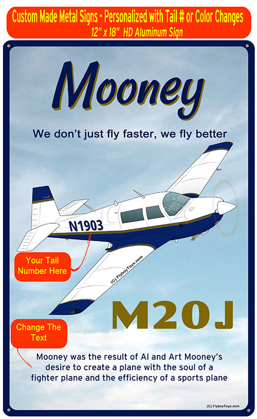 Mooney M20J / 201 HD Airplane Sign - Blue