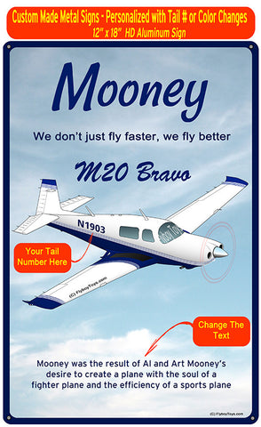 Mooney M20 Bravo HD Airplane Sign - Blue