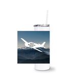 Custom Airplane White Tumbler with Straw