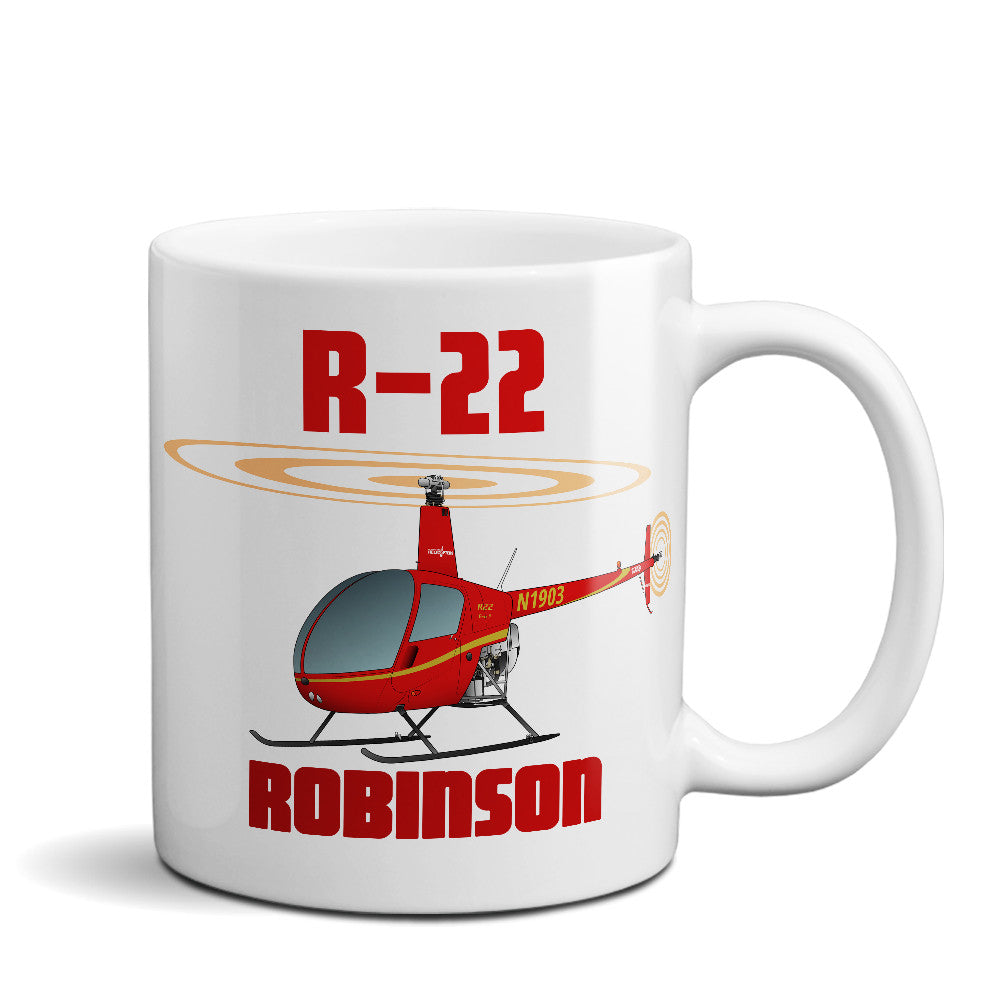 Robinson R22 Helicopter Ceramic Mug - Personalized w/ N#