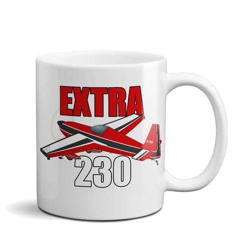 Extra 230 (Red) Airplane Ceramic Mug - Personalized w/ N#