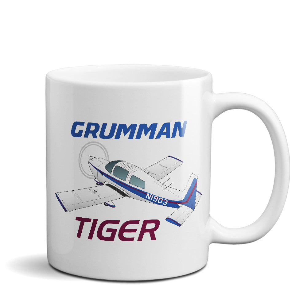 Grumman American Tiger AA1-5B Airplane Ceramic Mug - Personalized w/ N#