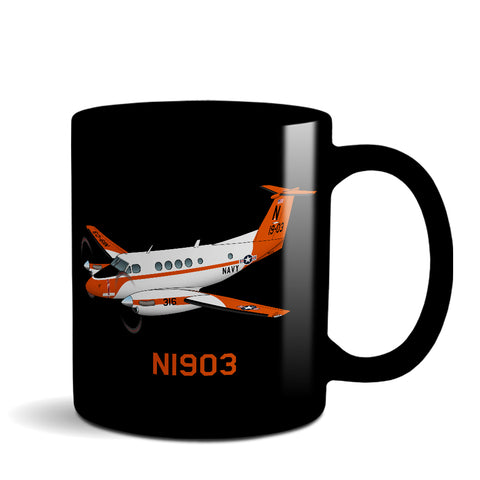 Airplane Ceramic Custom Black Mug (AIR255JLG200-O1) - Personalized w/ N#