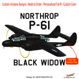 Northrop P-61 Black Widow (Black) Airplane T-shirt - Personalized with N#