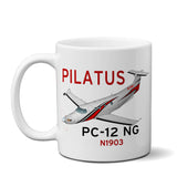 Pilatus PC-12 NG (Red/Black) Airplane Ceramic Mug - Personalized w/ N#
