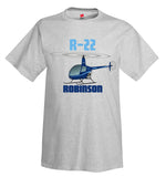 Robinson R22 (Blue) Airplane T-Shirt - Personalized w/ Your N#