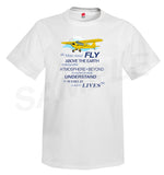 Man Must Fly Quote Aviation Theme T-Shirt - Personalized w/ Your Airplane