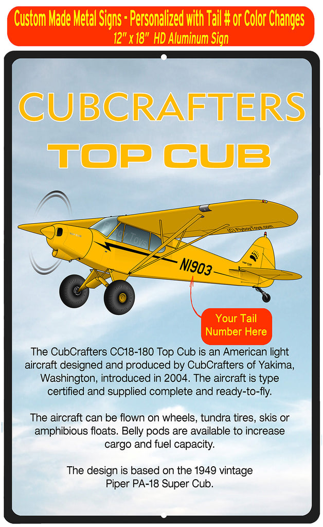 CubCrafters CC18-180 Top Cub (Yellow #2) HD Airplane Sign