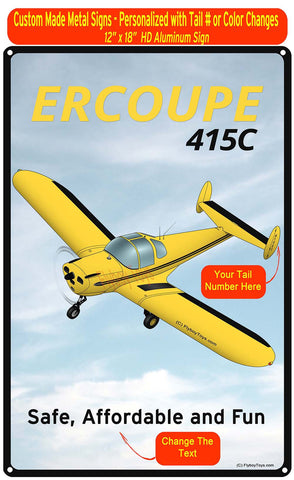 Erco Ercoupe 415C (Yellow/Black) HD Airplane Sign