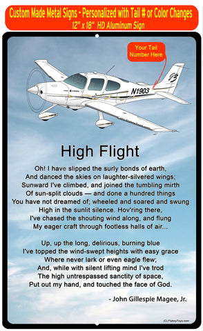 High Flight HD Airplane SIGN-HIGHFLIGHT-AIR39ISR22-SBG2 - Personalized with Your N#