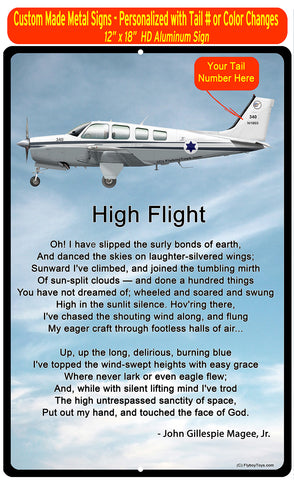 High Flight HD Airplane SIGN-HIGHFLIGHT-HRAIR2552FE - Personalized with Your N#