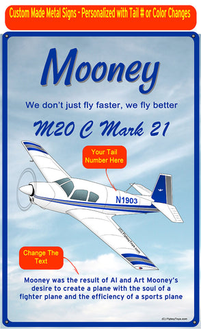 Mooney M20 / M20C (Blue/Silver#2) HD Airplane Sign