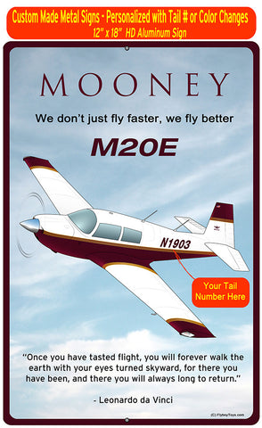 Mooney M20E (Red/Yellow) HD Airplane Sign