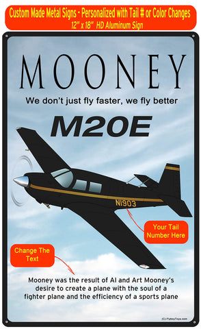 Mooney M20 / M20E (Black/Yellow) HD Airplane Sign